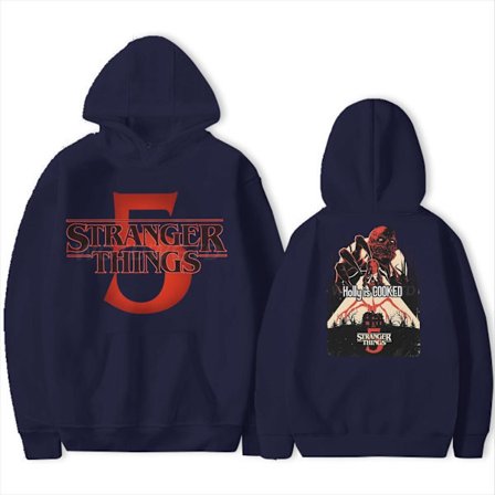 Stranger Things 5 Huppari – Unisex – Lämmin fleecevuorattu collegepaita – Syksy/Talvi Laivastonsininen 2 L