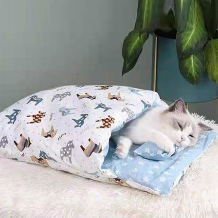 Ortopedisk kattesovepose, kattesovepose, fluffy, varm, avtakbar, vaskbar, liten kjæledyrseng for katter, hunder