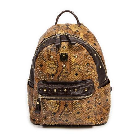 MCM Pre-owned Pre-owned Small Stark Studded Rugzak , Bruin , Dames , Maat: ONE Size Vintage Tassen