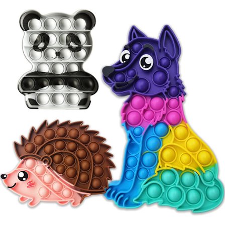 Dr.Kbder Pop Its Party Favörer Djurpaket Panda Varg Igelkott Sen