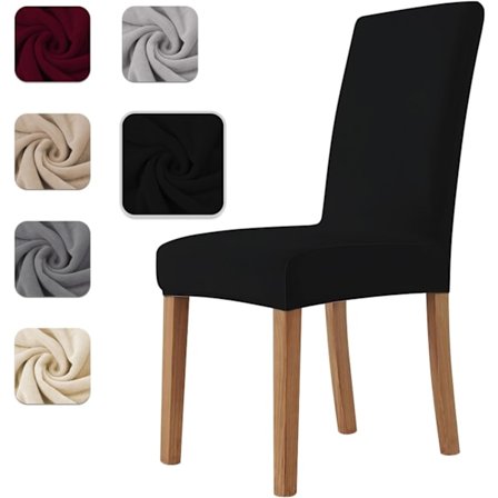(Svart) Stretch Sammet Stolsöverdrag, Universal Matbord Stolsöverdrag Kök Vardagsrum Extremt