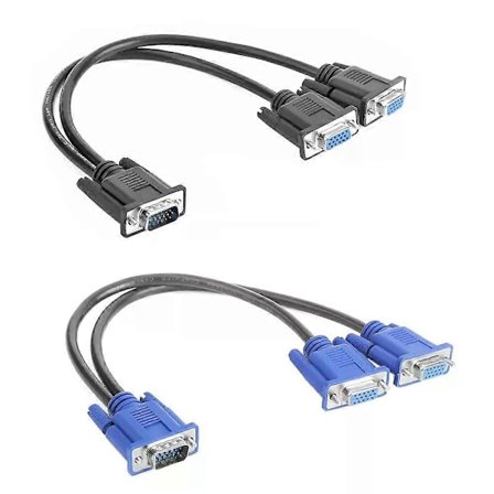 VGA Splitter Kabel 1 Dator till Dubbel 2 Skärm Adapter Y Splitter Hane till Hona VGA Sladd för Laptop Desktop PC