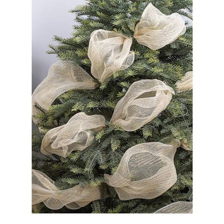 Nye juletræspynt guld og sølv PP mesh bånd julepynt Hængende trådnet