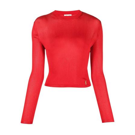 Saint Laurent, Round-neck Knitwear Czerwony, Kobieta, Rozmiar: M