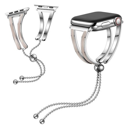 Apple Watch Series 6 / 5 44mm fashionable rostfritt stål klockarmband - silver / Apricot