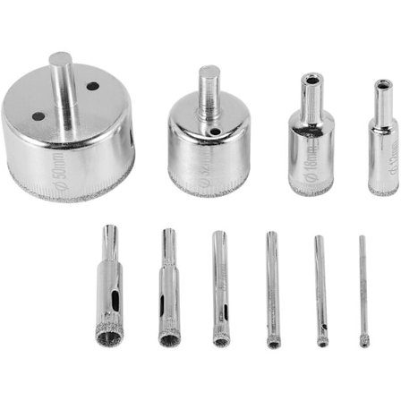 10 stk hullsag 3-50 mm borsett for fliser, keramikk og glass