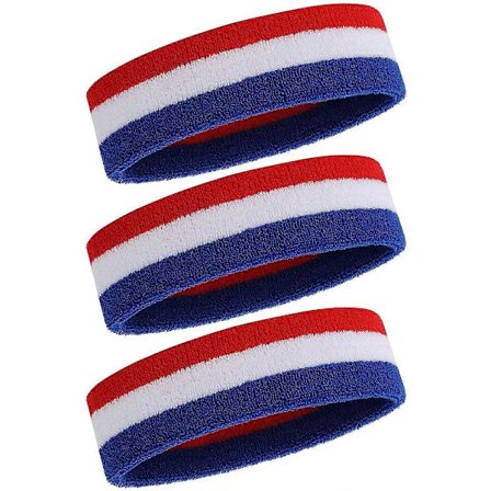 Svettebånd hodebånd for menn og kvinner - 3-pakning sportshodebånd fukttransporterende sport bomull frotté svettebånd svettetransporterende hodebånd