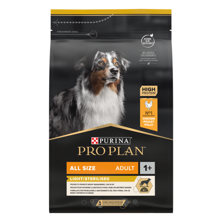 Purina Pro Plan - Adult Light / Sterilised All Sizes Tørrfôr til hunder 3kg - Hund - Hundefôr & hundemat - Tørrfôr for hund - ZOO.no