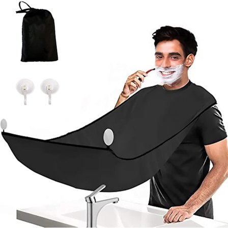 Skægforklæde til Skægskæring - Opsamlingsklud til Hår og Skægskærv - Gave til Mænd (Sort)