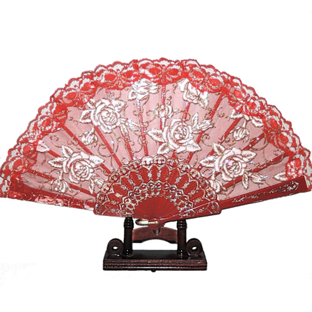 Vifte - Rød blonde med hvite gullroser