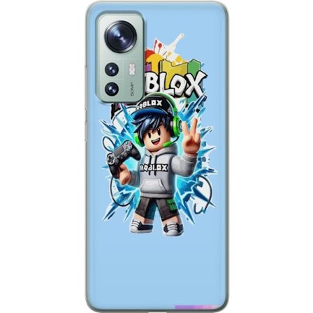 Kompatibelt Mobilskal till Xiaomi Xiaomi 12 Färgstark Roblox-karaktär med handkontroll och energifylld splash art design, perfekt för barnrum och g