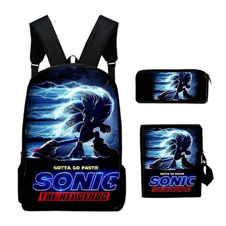 Sonic Barn Tryckt Vardagsryggsäck Grundskola Elev Skolväska Axelväska Tredelat Set 4 -HGDMV [DB].x