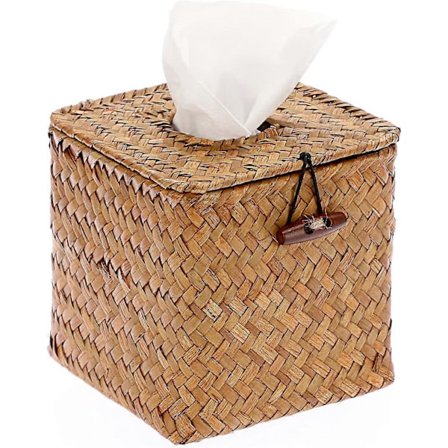 Servietboks Firkantet Servietholder Søgræs Servietboks Cover Vævet Servietboks Holder Dekorativt Serviet Cover til Badeværelse Servietboks Cover 