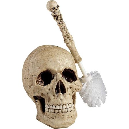 Skullduggery Gothic Skjelett Baderom Dekor Toalettbørste Sett, 16"