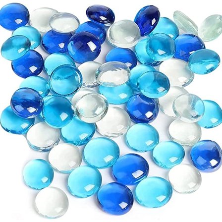 100 st Genomskinliga Glasstenar, Blå Platta Stenar, Glaskulor Dekorativa Mosaikstenar för Vasfyllning Bord