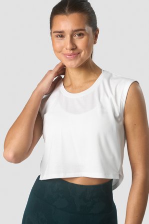 ICANIWILL - Stride Cropped Tank Wmn White - Dame - ICIW