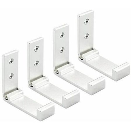 4 stk. Sammenklappelig krog Foldbar frakkebøjle krog til tøj badeværelse (sølv)