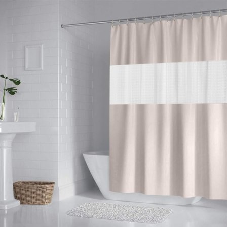 Beige Duschdraperi 180x180cm Halvtransparent Vattentät Bad C