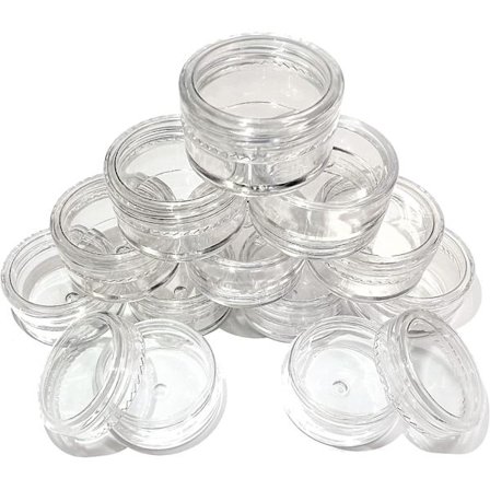 12 små, klare, runde reiseprøveglass, 5 ml, tomme plastkosmetikkrukker med lokk, klare, runde, bærbare minikosmetikkbeholdere for kremer, mye