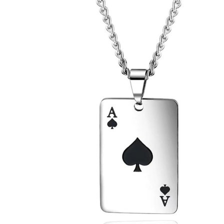 Held og lykke Spar Es Vedhæng Es Poker Kort Smykker Rustfrit stål Cool Punk Es Hjerter Charm Halskæde