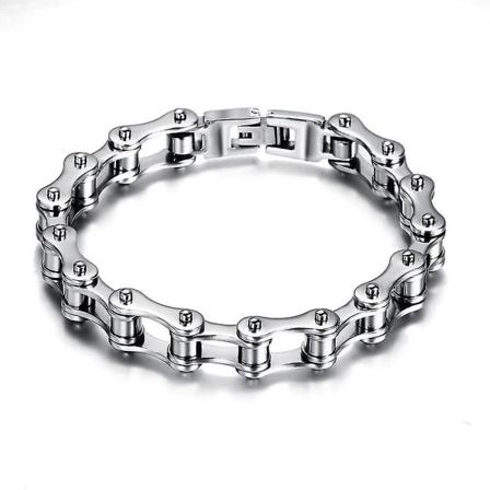 Punk rustfritt stål armbånd menn biker sykkel motorsykkel kjede armbånd 8,5"