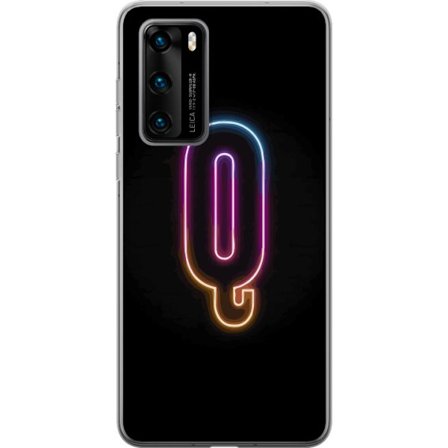 Kompatibel Mobilcover til Huawei Huawei P40 Minimalistisk neonbogstav Q i lyse farver mod mørk baggrund