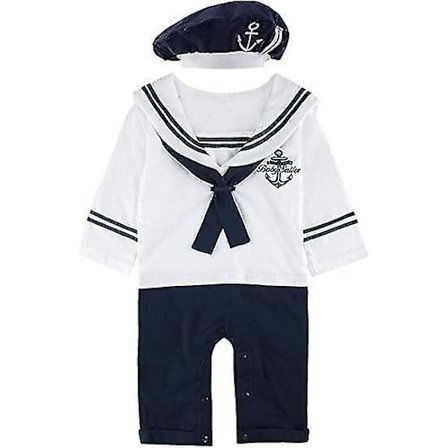 Vauvan poikien merimiesasu, vauvan puuvillainen romperihattu LGL