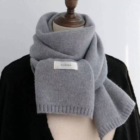 Termisk halsvarmer strikkeullskjerf GRÅ