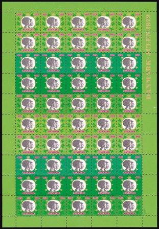 Danmark - julmärkeark 1972 - Takket - Ufoldet