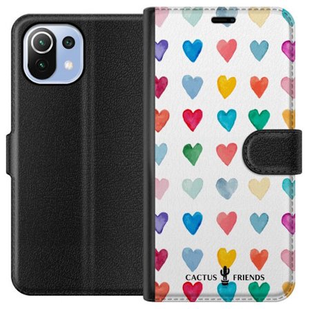 Yhteensopiva Lompakkokotelo Xiaomi Xiaomi Mi 11 Lite Cactus and Friends - Watercolor Love Grid