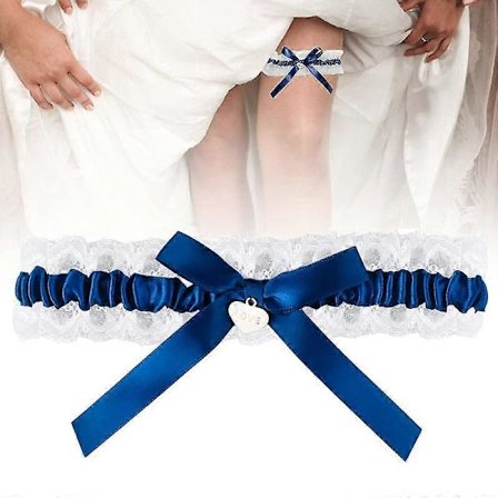Brudeblått blonde strømpebånd, gave til brudebryllup