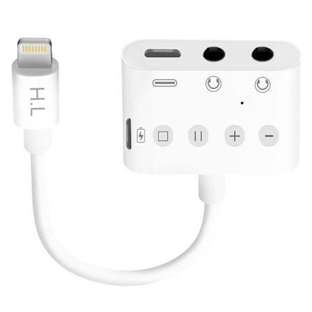 Lightning till Lightning Adapter, USB-C och Dubbel Jack 3.5 mm 12 cm - Vit
