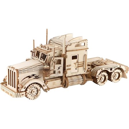 Tung Lastebil 3D-puslespill Bygg Dine Egne Laserskårne Tremodellsett for Voksne