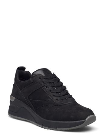 Woms Lace-Up Låga Sneakers Svart Tamaris