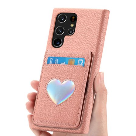 SAM A52, etui med kortplads og faldsikret stativ (pink)