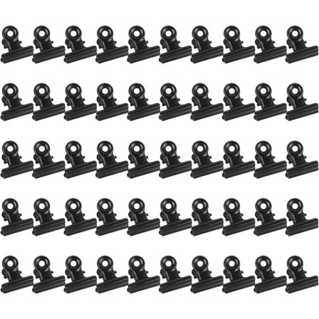 50 kpl Saranoituja metalliklipsiä Vahva jousi Musta bulldog-klipsi 22 mm Metalliklipsit Pieni paperiklipsi tiedostoille Ruokapussit Valokuva