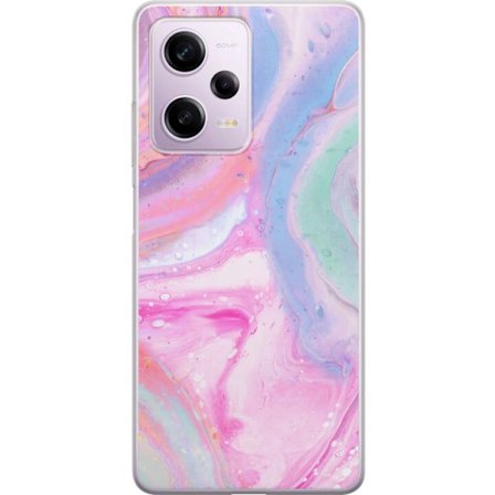 Kompatibel Mobilcover til Xiaomi Xiaomi Redmi Note 12 Pro Abstrakt pastelfarvet marmor kunst med flydende akryl effekt i lyserød, blå og grøn til m