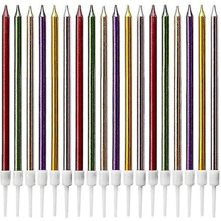 24 stk Metalliske Bursdagskake Lys Cupcake Høy Tynt Holdere