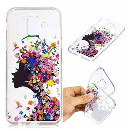 Samsung Galaxy A6 (2018) mobiletui i silikone med kvalitets mønster - Blomsterfyldt kvinde