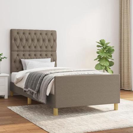 Vidaxl Sängram Med Huvudgavel Taupe 100x200 Cm Tyg Taupe