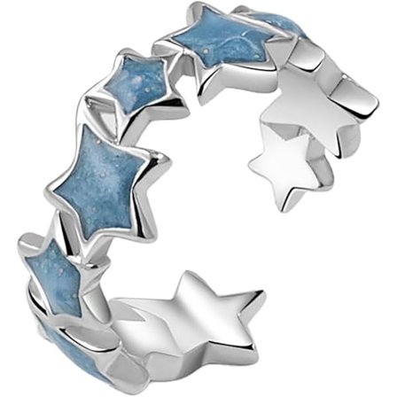 Generisk damering med stjerneformet emalje, åpen ring, allsidig og søt stil, jente- og kul ring, enkel og allsidig motering med temperament