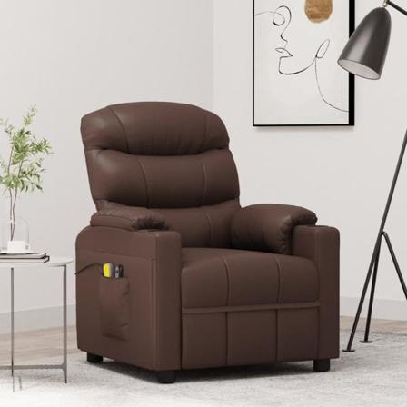 Vidaxl Massagefåtölj Med Uppresningshjälp Brun Konstläder Brun