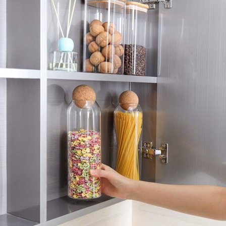 1300 ml förvaringsburk med kork 3 förvaringsburkar kryddburkar av glas av borosilikatglas