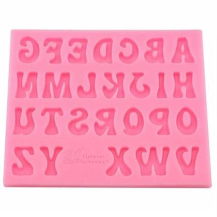Bogstavforme silikoneforme til fremstilling af slik, kage, fondant, chokolade (pink)