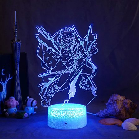 WJ Anime Kimetsu No Yaiba LED Natlampe Demon Slayer Lampe Børn Fødselsdagsgave til Soveværelsesindretning Agatsuma Lampe