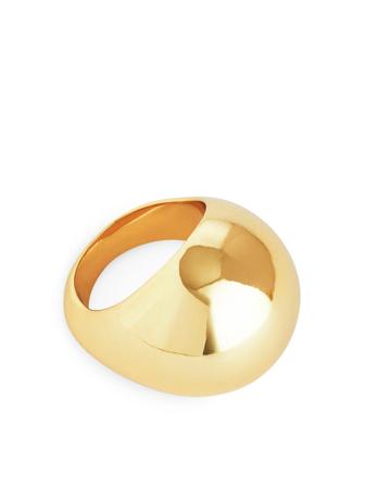 Vergoldeter Ring mit großer Kugel - Goldfarben
