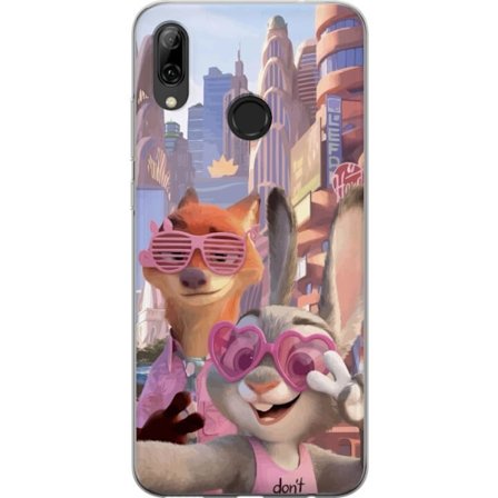 Yhteensopiva Puhelinkuori Huawei Huawei P smart 2019 Animoituja eläimiä aurinkoisessa kaupunkiympäristössä, joilla on pinkit aurinkolasit ja posi