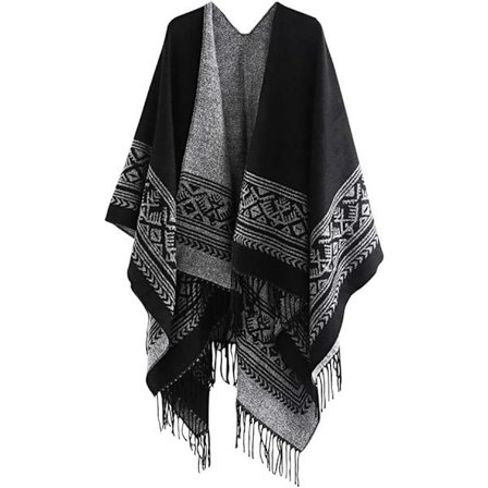 Naisten tyylikäs lämmin avoin neliöhuivi poncho syksy talvi