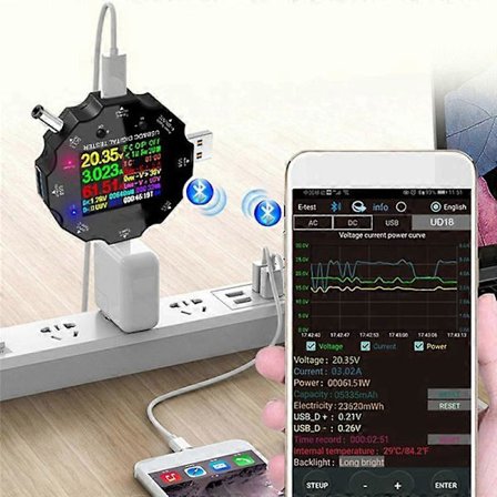WiFi Tuya Pikalataustesteri USB-jänniteampeerimittari Type-C PD Matkapuhelinlaturin testeri Digitaalinen voltti