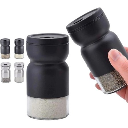 2-pak glas salt- og pebershakersæt med justerbart hæld